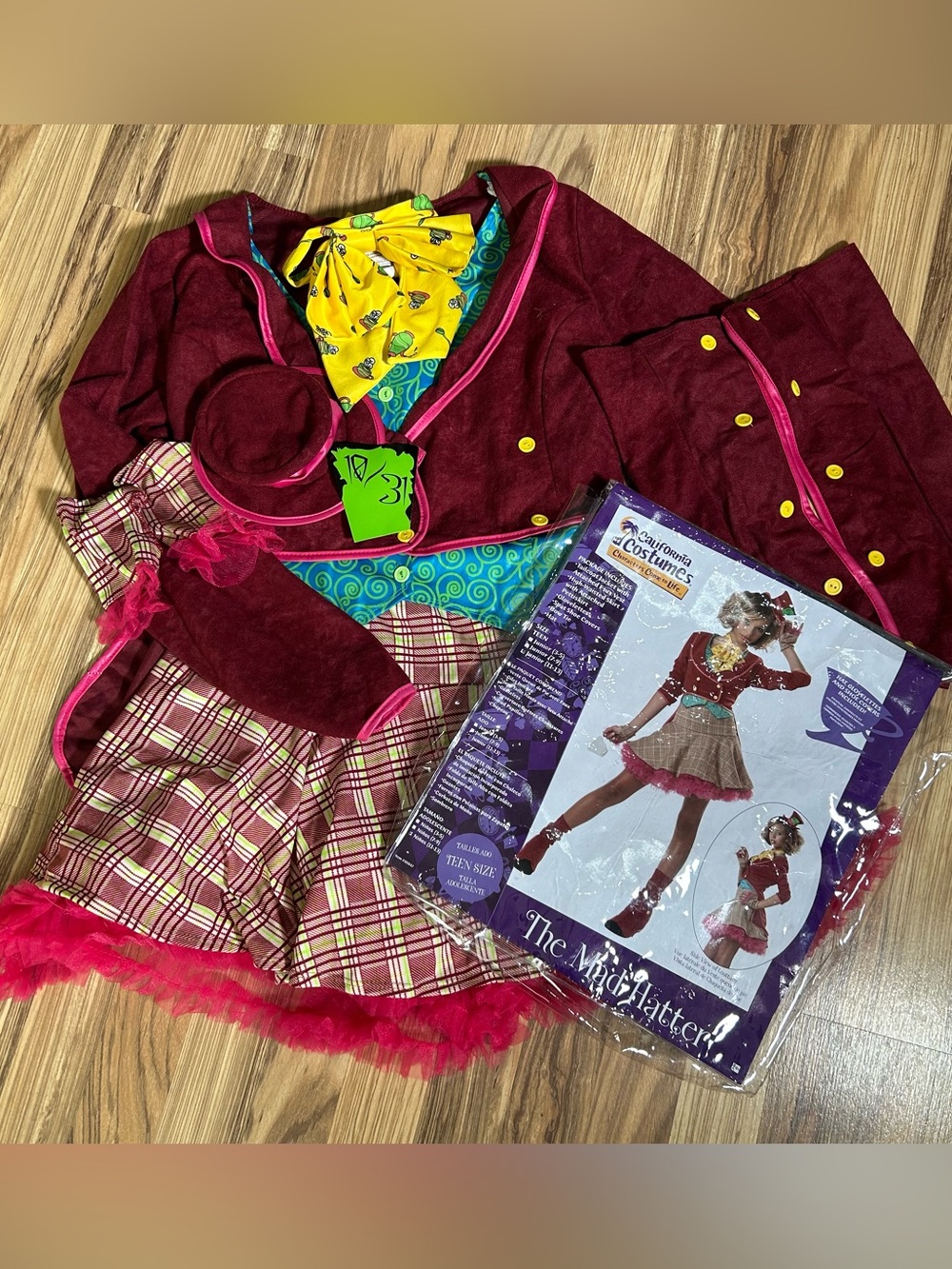 Mad Hatter California Costumes Junior 11-13 Alice Halloween Complete Set Cosplay